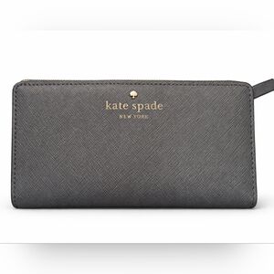 Kate Spade New York Gray Saffiano Leather Zip Around Wallet Wristlet Organizer